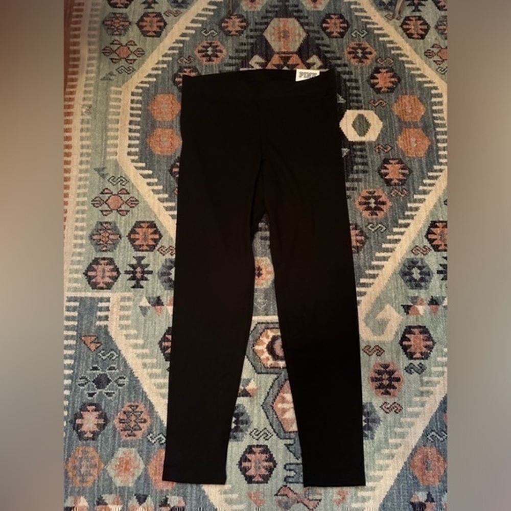 NWT Cotton Pink Victoria’s Secret Black Full Length Leggings - Picture 6 of 7